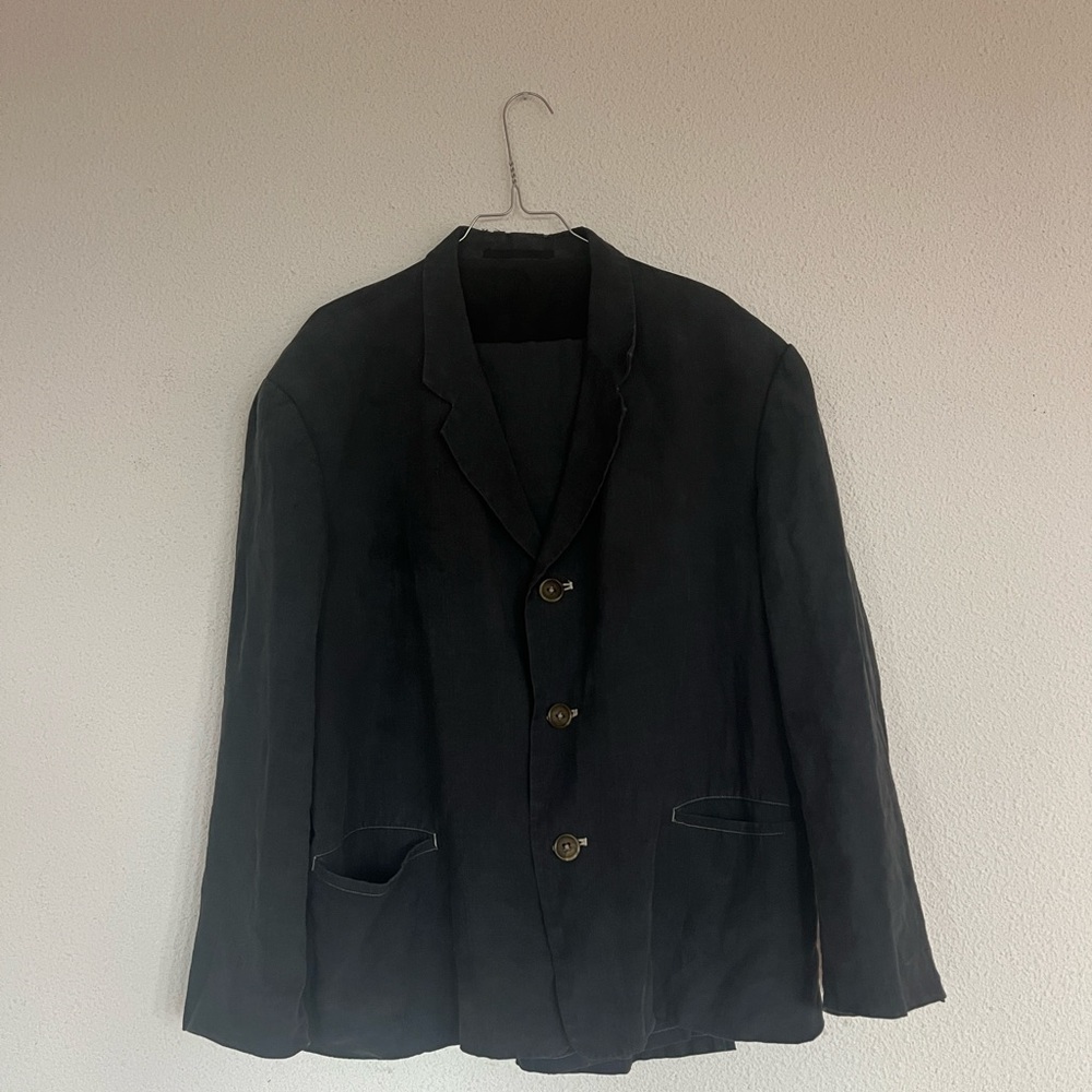 Yohji Yamamoto 2 piece linnen archive suit 1990 grey blue medium japanese Medium
